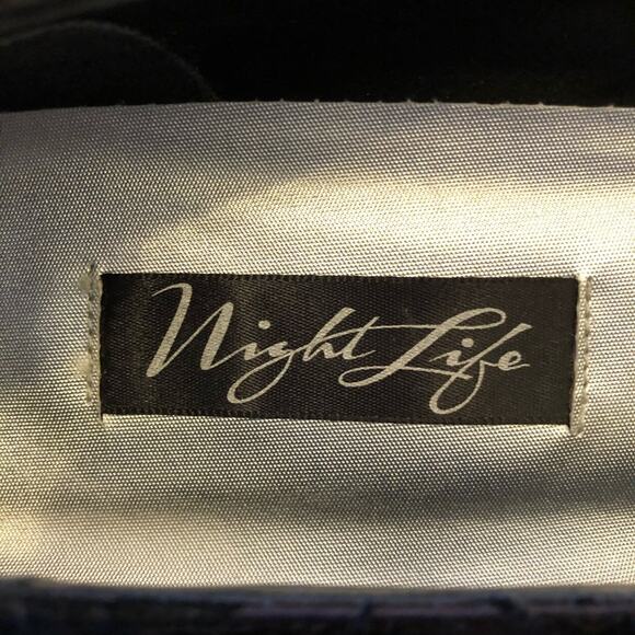 Vintage Night Life black patterned heels size 8.5 - Picture 5 of 6